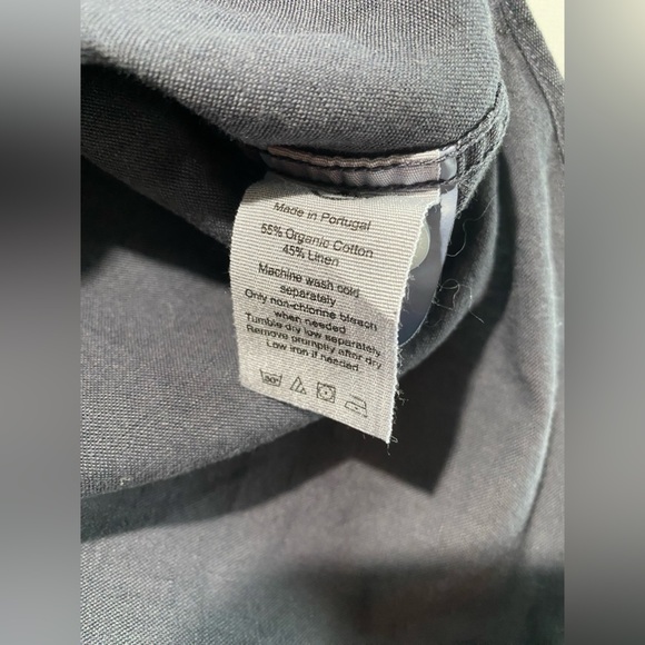 NEW- Mens North Country Long Sleeve Button Down Shirt Linen Dark Navy - Picture 5 of 8